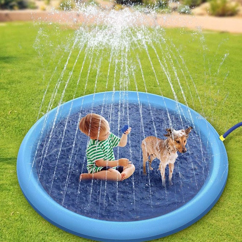 Pet Sprinkler Pad Play Cooling Mat Swimming Pool Inflatable Water Spray Pad Mat Tub Summer Cool Dog Bathtub for Dogs 170*170cm